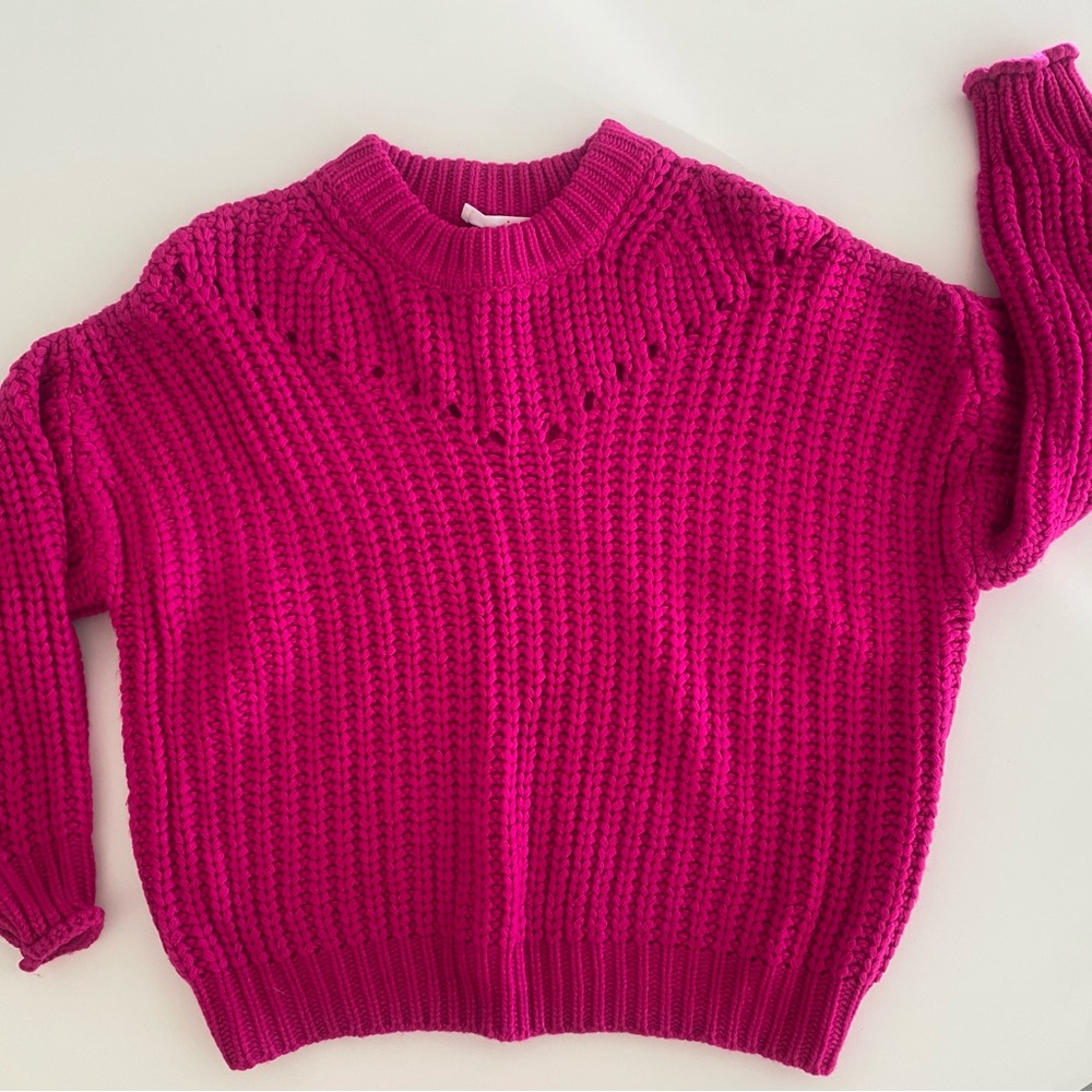 Elodie Fuchsia Knit Crew Neck Sweater